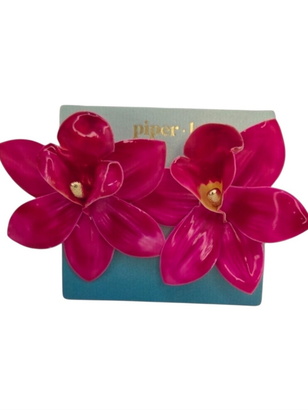 🌸▪️Piper K ▪️Fuchsia Floral Statement Earrings - Picture 1 of 6
